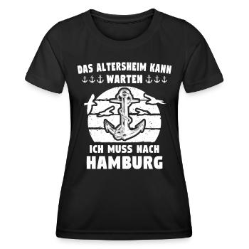 Hamburg - Frauen Funktions-T-Shirt - Schwarz - Vorne - AI Model Female 172 light (172cm)