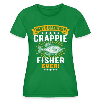 Sunbass Perche Pêche à la merle - T-shirt sport Femme - vert - Devant - AI Model Female 172 dark (172cm)