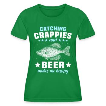 Perch Crappie Fishing - Women's Functional T-Shirt - kelly green - Front - AI Model Female 172 dark (172cm)