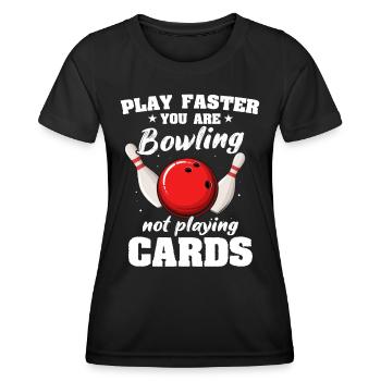 Bowling Bowler - Frauen Funktions-T-Shirt - Schwarz - Vorne - AI Model Female 172 light (172cm)