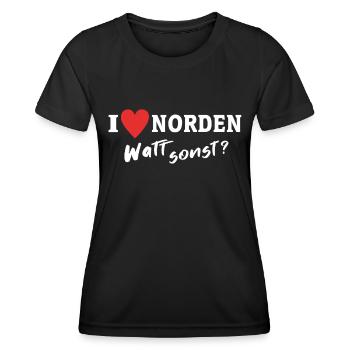 I Love Norden Stadt - Frauen Funktions-T-Shirt - Schwarz - Vorne - AI Model Female 172 light (172cm)
