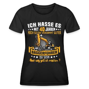 Baggerführer 40. Geburtstag 40 Jahre Baggerfahrer - Frauen Funktions-T-Shirt - Schwarz - Vorne - AI Model Female 172 light (172cm)