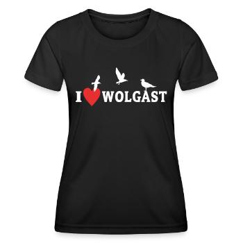 Ich Liebe Wolgast - Frauen Funktions-T-Shirt - Schwarz - Vorne - AI Model Female 172 light (172cm)