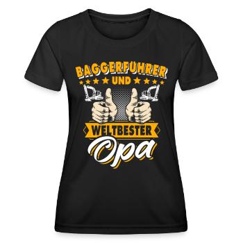 Opa Baggerfahrer - Frauen Funktions-T-Shirt - Schwarz - Vorne - AI Model Female 172 light (172cm)