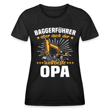Opa Baggerfahrer - Frauen Funktions-T-Shirt - Schwarz - Vorne - AI Model Female 172 light (172cm)