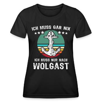 Wolgast Urlaub - Frauen Funktions-T-Shirt - Schwarz - Vorne - AI Model Female 172 light (172cm)