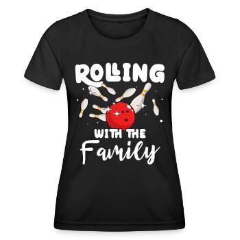 Bowlingspieler Familie Familienbowling - Frauen Funktions-T-Shirt - Schwarz - Vorne - AI Model Female 172 light (172cm)