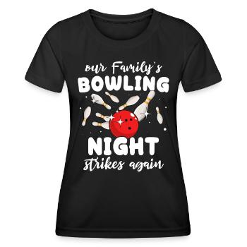Bowlingspieler Familie Familienbowling - Frauen Funktions-T-Shirt - Schwarz - Vorne - AI Model Female 172 light (172cm)