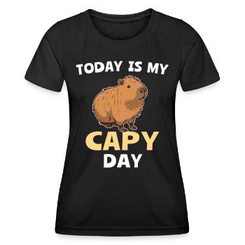 Dictons Capybara drôles - T-shirt sport Femme - noir - Devant - AI Model Female 172 light (172cm)