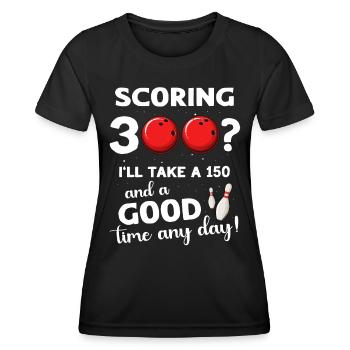 Bowlingspieler 300 Bowling - Frauen Funktions-T-Shirt - Schwarz - Vorne - AI Model Female 172 light (172cm)