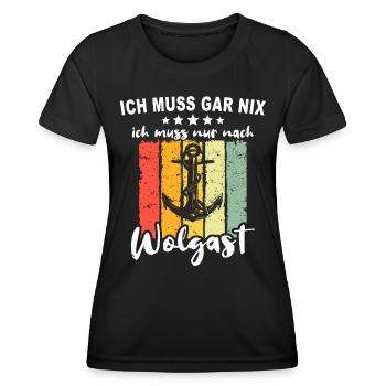 Wolgast Sprüche - Frauen Funktions-T-Shirt - Schwarz - Vorne - AI Model Female 172 light (172cm)