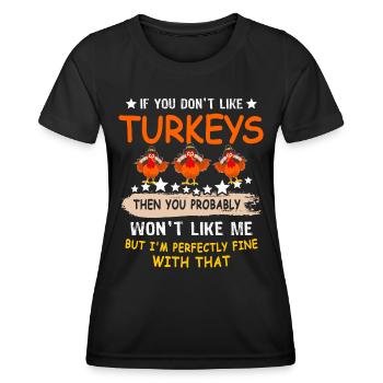 Truthahn Erntedankfest - Frauen Funktions-T-Shirt - Schwarz - Vorne - AI Model Female 172 light (172cm)