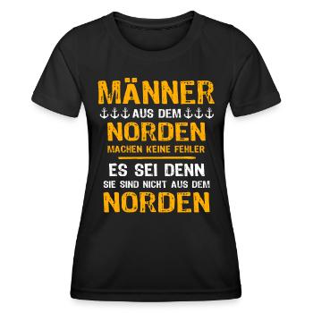 Norden Mann Nordener Männer - Frauen Funktions-T-Shirt - Schwarz - Vorne - AI Model Female 172 light (172cm)