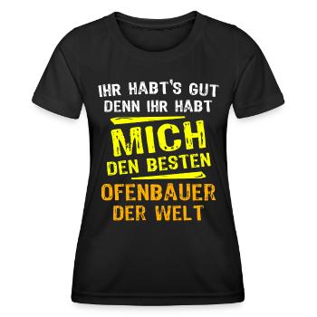 Ofenbauer Geschenk - Frauen Funktions-T-Shirt - Schwarz - Vorne - AI Model Female 172 light (172cm)