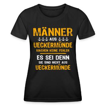 Ueckermünde Mann Ueckermünder Männer - Frauen Funktions-T-Shirt - Schwarz - Vorne - AI Model Female 172 light (172cm)