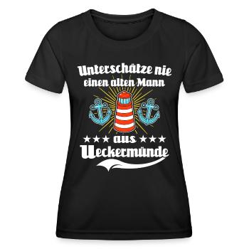 Ueckermünde Mann Ueckermünder Männer - Frauen Funktions-T-Shirt - Schwarz - Vorne - AI Model Female 172 light (172cm)