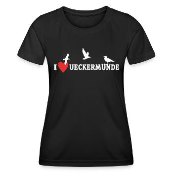 J’aime la ville d’Ueckermünde - T-shirt sport Femme - noir - Devant - AI Model Female 172 light (172cm)