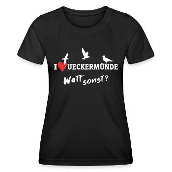 I Love Ueckermünde Ich Liebe Ueckermünde - Frauen Funktions-T-Shirt - Schwarz - Vorne - AI Model Female 172 light (172cm)