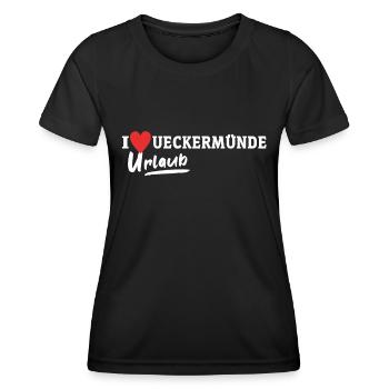 Ueckermünde Liebe Ueckermünder - Frauen Funktions-T-Shirt - Schwarz - Vorne - AI Model Female 172 light (172cm)