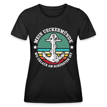 Ueckermünde Urlaub - Frauen Funktions-T-Shirt - Schwarz - Vorne - AI Model Female 172 light (172cm)