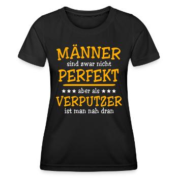 Verputzer Sprüche - Frauen Funktions-T-Shirt - Schwarz - Vorne - AI Model Female 172 light (172cm)