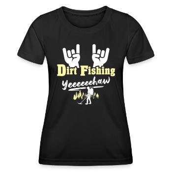 Dirt Fishing Sondeln - Frauen Funktions-T-Shirt - Schwarz - Vorne - AI Model Female 172 light (172cm)