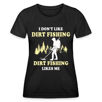Dirt Fishing Sondeln - Frauen Funktions-T-Shirt - Schwarz - Vorne - AI Model Female 172 light (172cm)