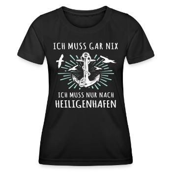Heiligenhafen Sprüche Heiligenhafener Spruch - Frauen Funktions-T-Shirt - Schwarz - Vorne - AI Model Female 172 light (172cm)