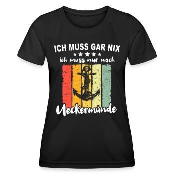 Ueckermünde Sprüche - Frauen Funktions-T-Shirt - Schwarz - Vorne - AI Model Female 172 light (172cm)