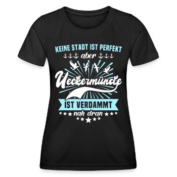 Ueckermünde Sprüche - Frauen Funktions-T-Shirt - Schwarz - Vorne - AI Model Female 172 light (172cm)
