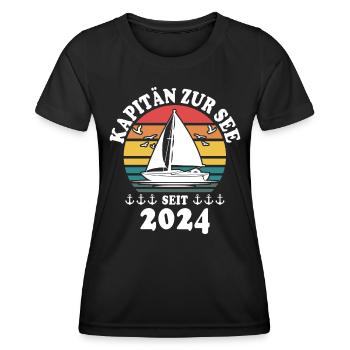 Kapitän 2024 Segeln - Frauen Funktions-T-Shirt - Schwarz - Vorne - AI Model Female 172 light (172cm)