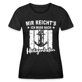 Heiligenhafen - Frauen Funktions-T-Shirt - Schwarz - Vorne - AI Model Female 172 light (172cm)