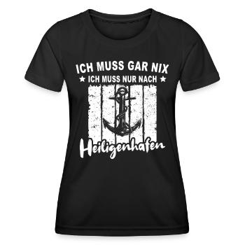 Heiligenhafen - Frauen Funktions-T-Shirt - Schwarz - Vorne - AI Model Female 172 light (172cm)
