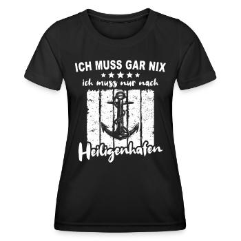 Heiligenhafen - Frauen Funktions-T-Shirt - Schwarz - Vorne - AI Model Female 172 light (172cm)