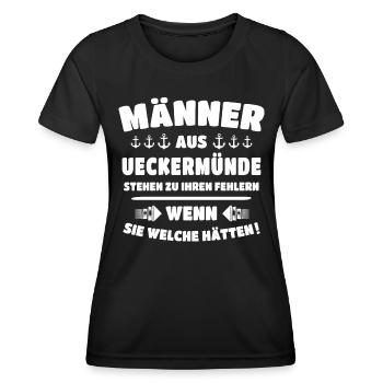 Ueckermünde Sprüche Ueckermünder Spruch - Frauen Funktions-T-Shirt - Schwarz - Vorne - AI Model Female 172 light (172cm)