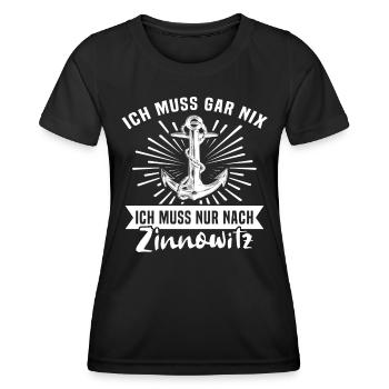 Zinnowitz - Frauen Funktions-T-Shirt - Schwarz - Vorne - AI Model Female 172 light (172cm)