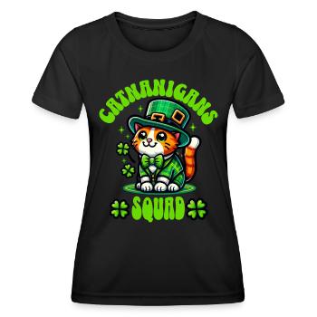 Chat de la Saint-Patrick - T-shirt sport Femme - noir - Devant - AI Model Female 172 light (172cm)
