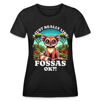 J’aime Fossas - T-shirt sport Femme - noir - Devant - AI Model Female 172 light (172cm)