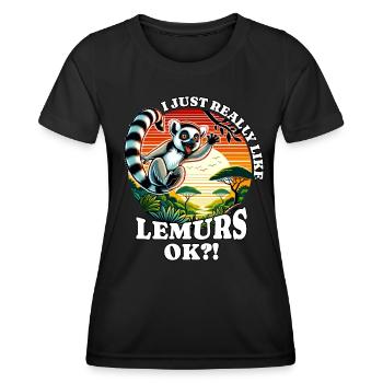 Ich mag Lemuren - Frauen Funktions-T-Shirt - Schwarz - Vorne - AI Model Female 172 light (172cm)