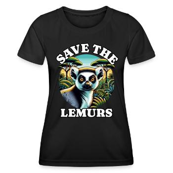 Lemur Lemurs - Frauen Funktions-T-Shirt - Schwarz - Vorne - AI Model Female 172 light (172cm)