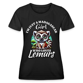 Fille Aime Les Lémuriens - T-shirt sport Femme - noir - Devant - AI Model Female 172 light (172cm)