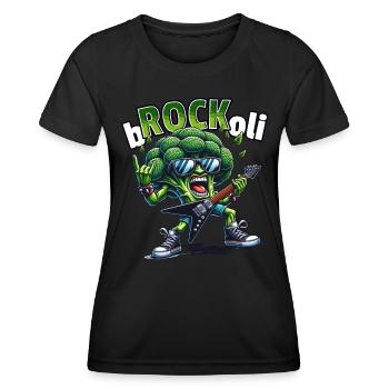 Broccoli Rocker Guitarist - Women's Functional T-Shirt - black - Front - AI Model Female 172 light (172cm)