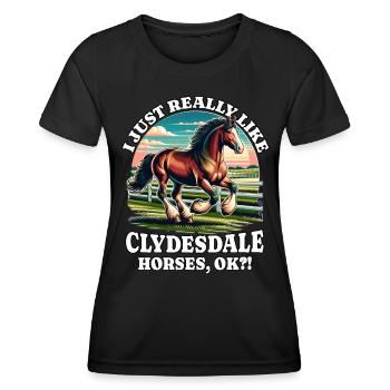 Clydesdale Pferd - Frauen Funktions-T-Shirt - Schwarz - Vorne - AI Model Female 172 light (172cm)