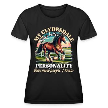 Clydesdale Reiterin - Frauen Funktions-T-Shirt - Schwarz - Vorne - AI Model Female 172 light (172cm)