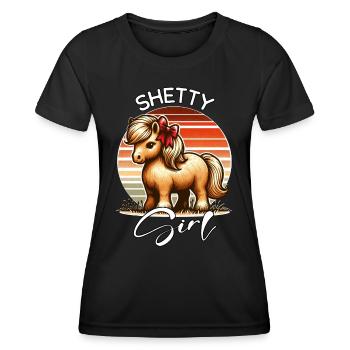 Shetland Pony Geschenk - Frauen Funktions-T-Shirt - Schwarz - Vorne - AI Model Female 172 light (172cm)