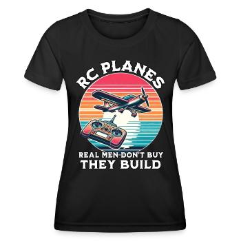 Maquette d’avion - T-shirt sport Femme - noir - Devant - AI Model Female 172 light (172cm)