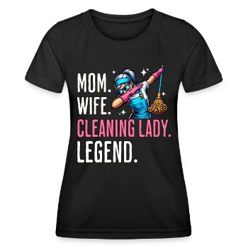 Putzfrau Mama Reinigungskraft - Frauen Funktions-T-Shirt - Schwarz - Vorne - AI Model Female 172 light (172cm)