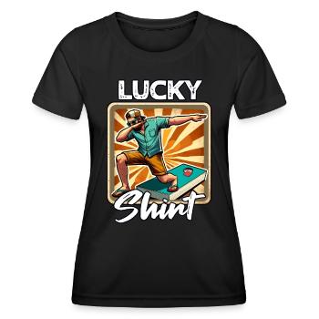 Sac à dos Cornhole Beanbag - T-shirt sport Femme - noir - Devant - AI Model Female 172 light (172cm)