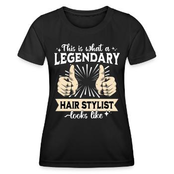 Legendärer Haar Stylist - Frauen Funktions-T-Shirt - Schwarz - Vorne - AI Model Female 172 light (172cm)
