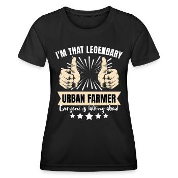 Fermier urbain légendaire - T-shirt sport Femme - noir - Devant - AI Model Female 172 light (172cm)